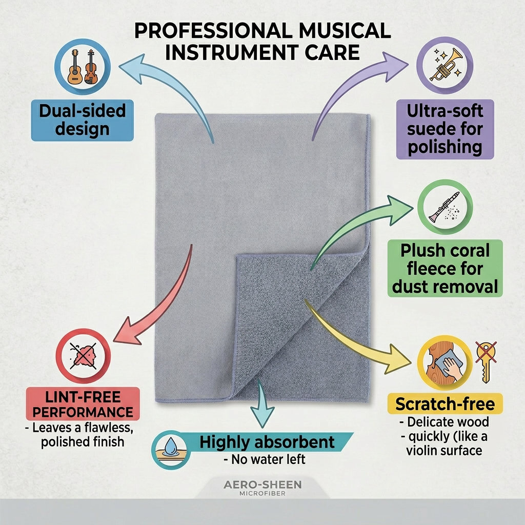 Guitar Violin Piano Cleaning Cloths, Trumpet Sax Polishing Cleaning Cloths, Universal Microfiber Cleaning Cloths for Instruments