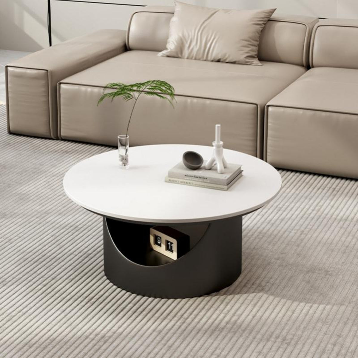 double-level circular table Sintered Stsingle Top Home Furniture Minimalist Design Sturdy Construction for Lounge