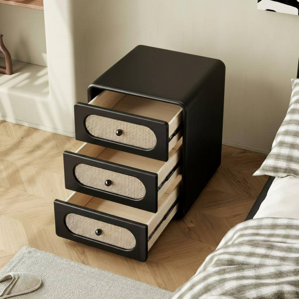 Nightstand with Drawers Space-Saving Household Storage Water-Resistant Surface