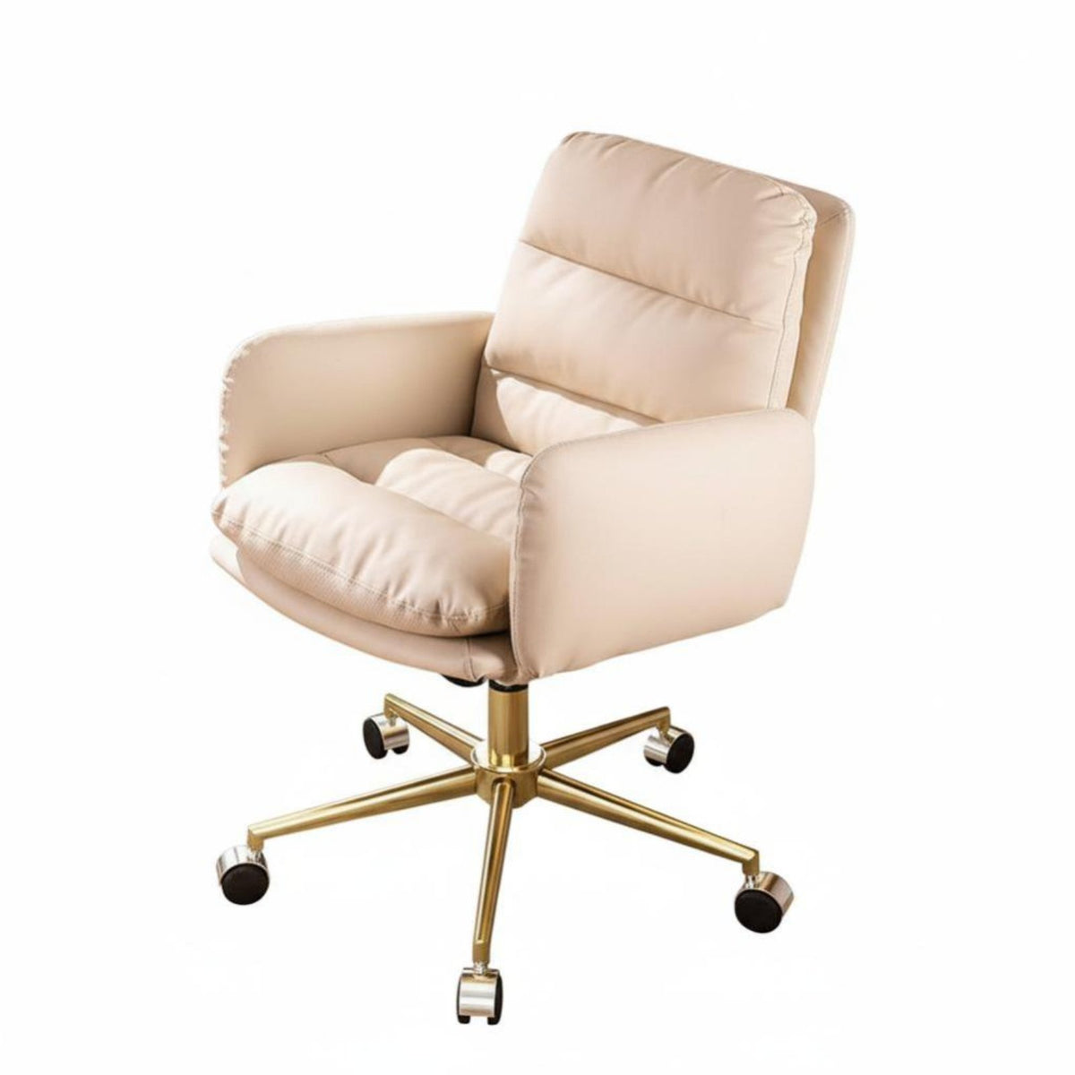 Modern Design Upholstered Rolling Task Chair 360-Degree Swivel Upholstered Rolling Armchair Cushioned Cushioning Office Furniture Height Adjustable for Students, Adults, Designers, Study Room, Bedroom
