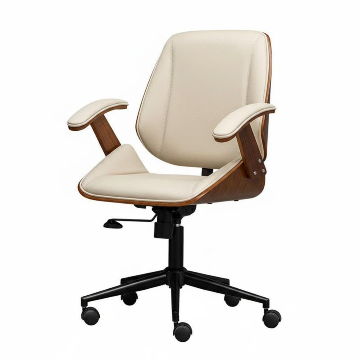 Curved Wood Task Chair Height Adjustable rotate Seat mid-century-centuryera Modern aesthetic