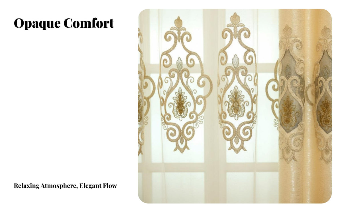 European Design Embroidered Valance Curtain Set Blackout Embroidered Valance Curtain Hook Mount Drapery Floor-Length for Homeowners, Decorators, Interior Design Enthusiasts, Living Room, Bedroom, Hotel