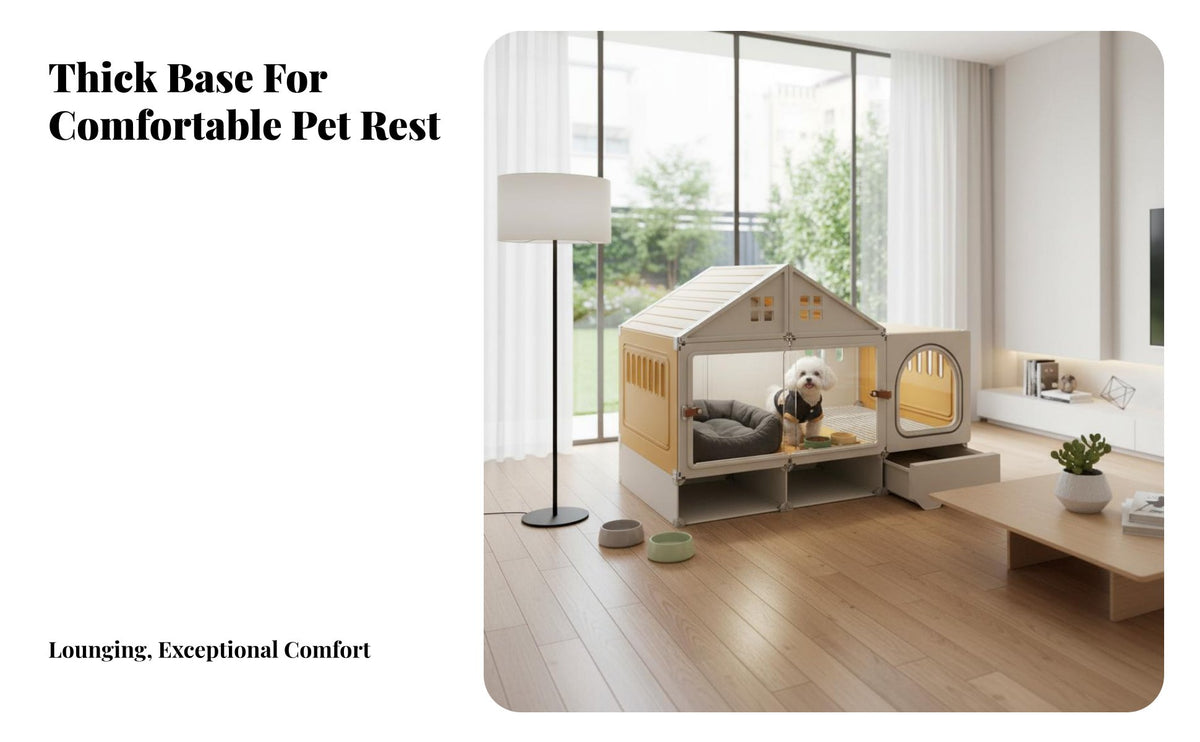 Multi-Room Design Dog House Crate with Toilet Easy to Clean Small Dog Kennel with Potty Area Windproof Pet Housing for Young Dogs