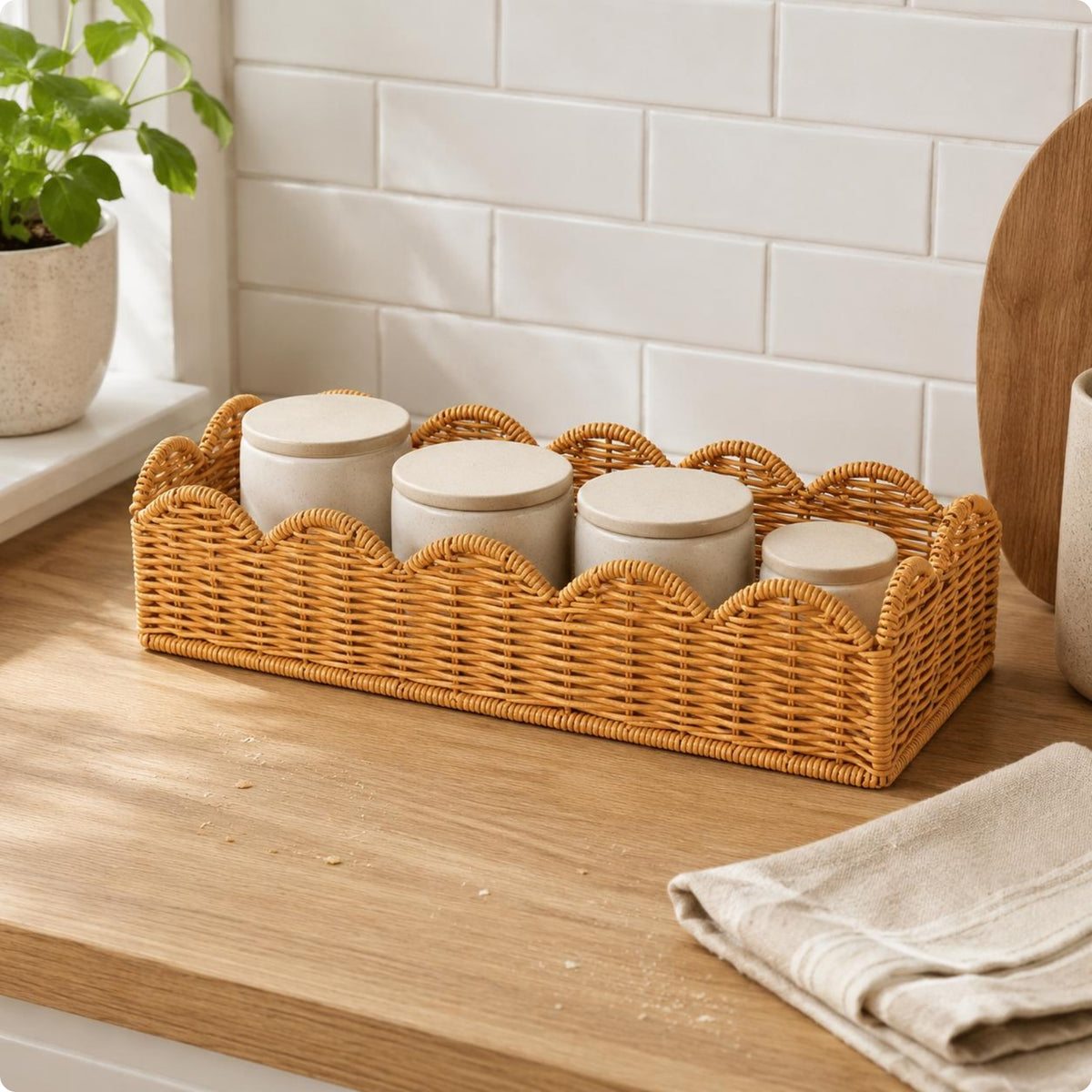 Rectangular Woven Basket Decorative Storage Basket Breathable