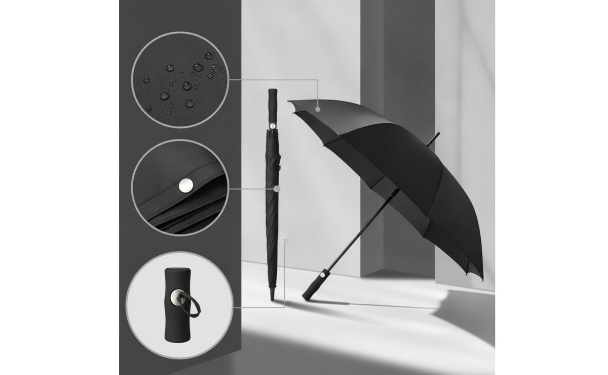 Waterproof Double Canopy Umbrella Heavy Duty Automatic Open Umbrella Long-Lasting Straight-Handle for Daily Commute