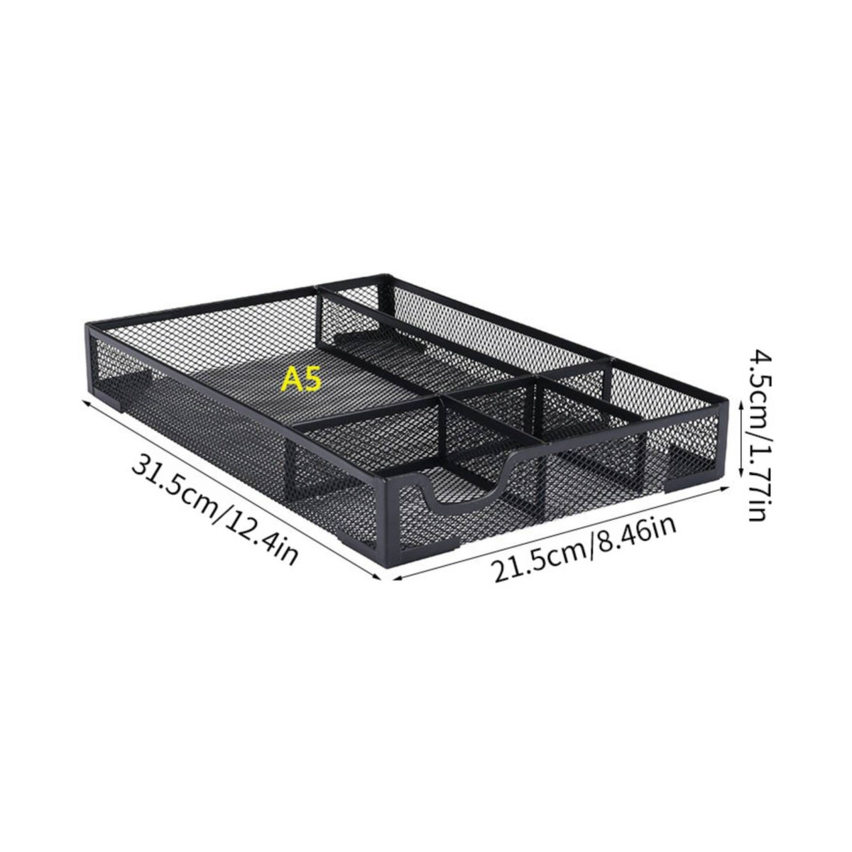 Slim Mesh Tray with Compartments Open-Top Mesh Desktop Tray Space-Saving A5 Paper Organizer Practical for Students