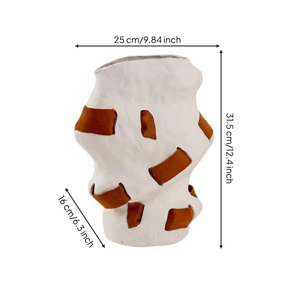 Leather Vase Creative Design Irregular Vase Handcrafted Look Home Decor for Lobby Area, Guest House