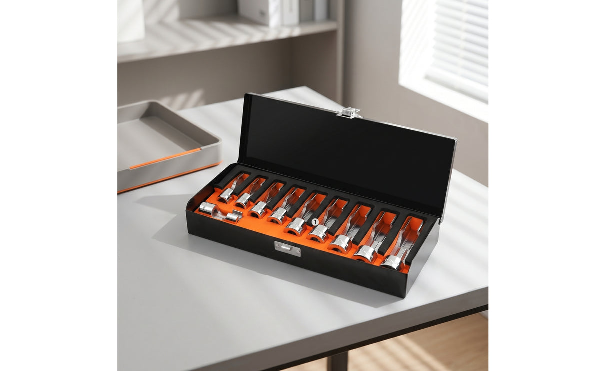 Open-End Socket Wrench with Case Portable Oil tube Socket Wrench Heavy-Duty Offset Spanner for Mechanics, Home Handymen, Garage