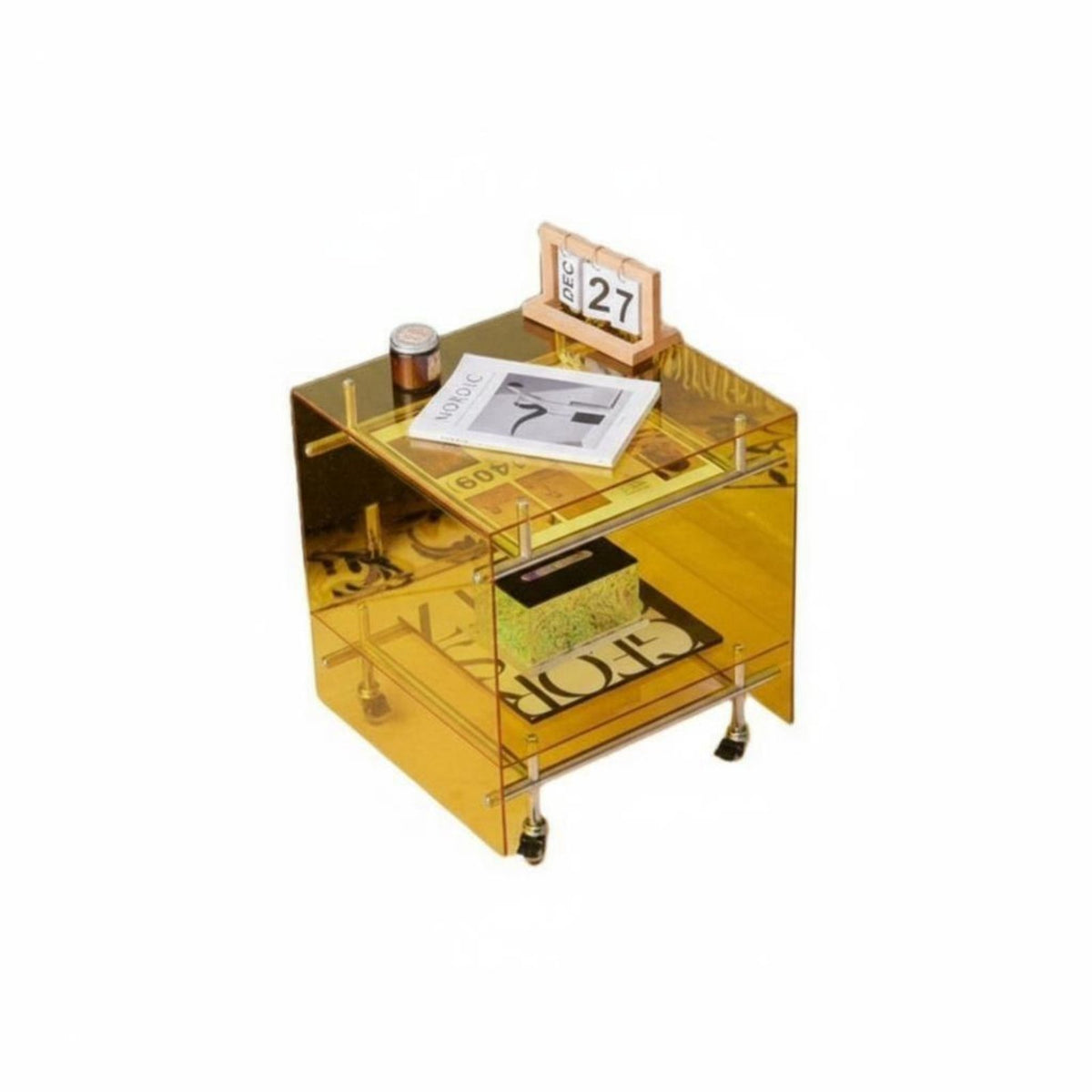 Transparent Rolling Trolley Sturdy Construction for Small Areas, Professionals