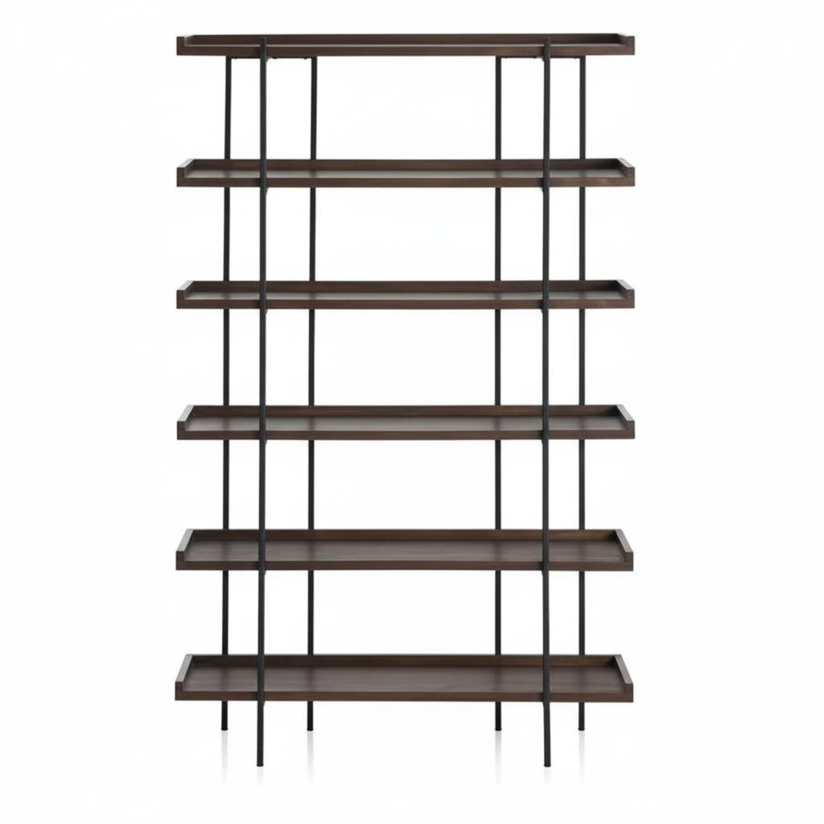 Multi-Tier Open Bookcase Wrought Iron Frame Industrial Design Bookshelf Minimalist Design Industrial Bookshelf for Collectors