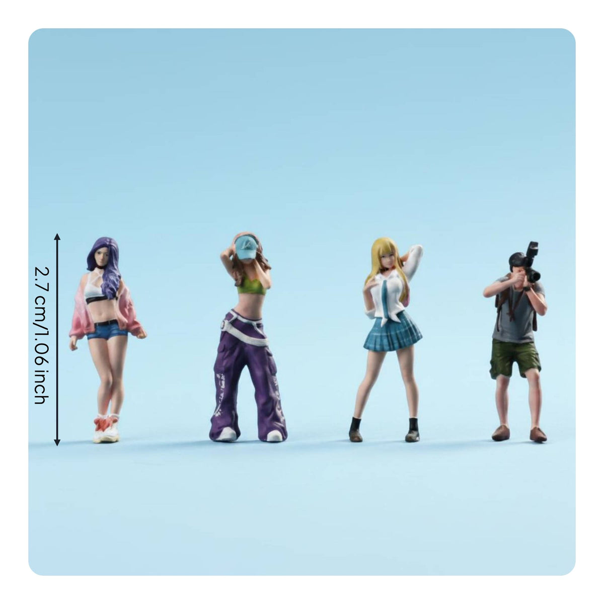 Street Photo Girl Figurines Detailed Paint Miniature Scene People for Collectors