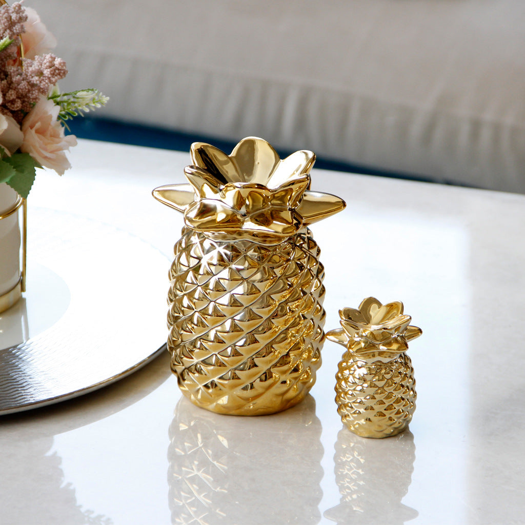 Creative European Gold Ceramic Pineapple Ornament Tabletop Decor