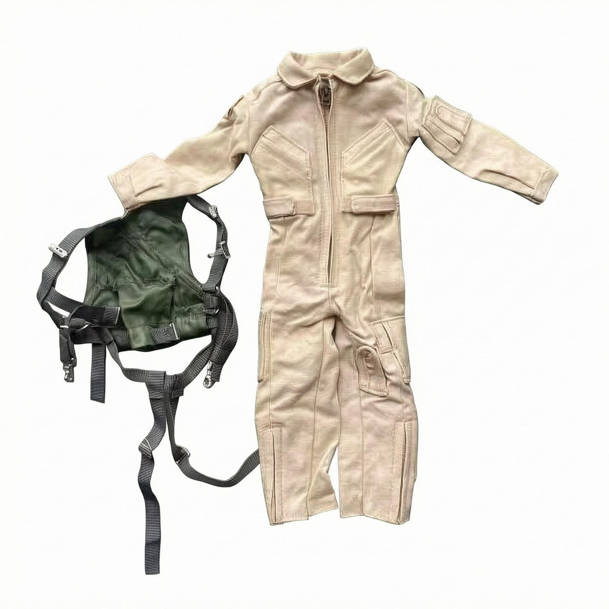 Flap Pockets Doll Pilot Suit Front Zipper Pilot Coverall Long Sleeves Single-Piece Coverall Stitched Seams