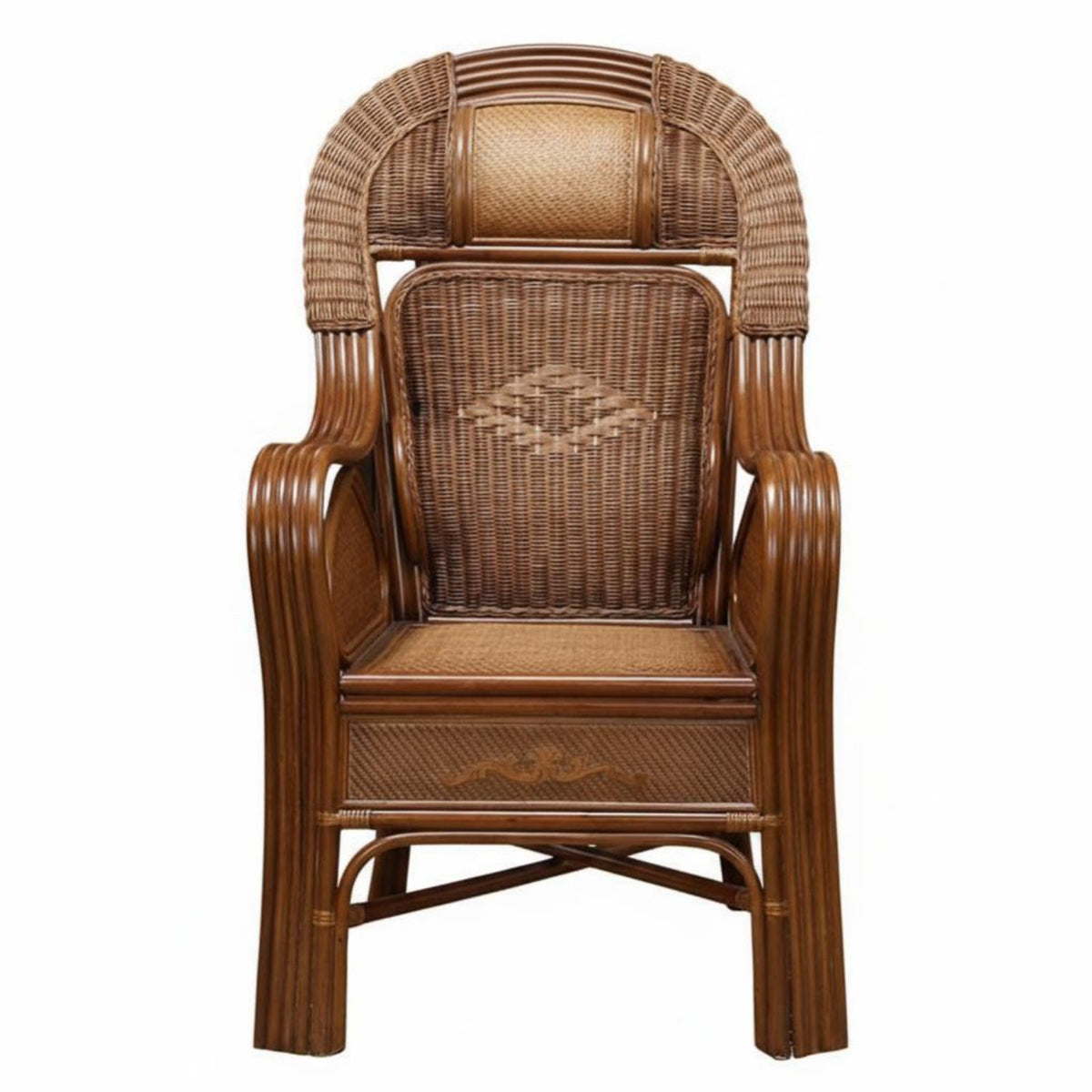 Highspine Rattan Chair Natural Aesthetic Woven Rattan Armchair Supportive spinerest artisanal Design for Adults, Bedroom, Study