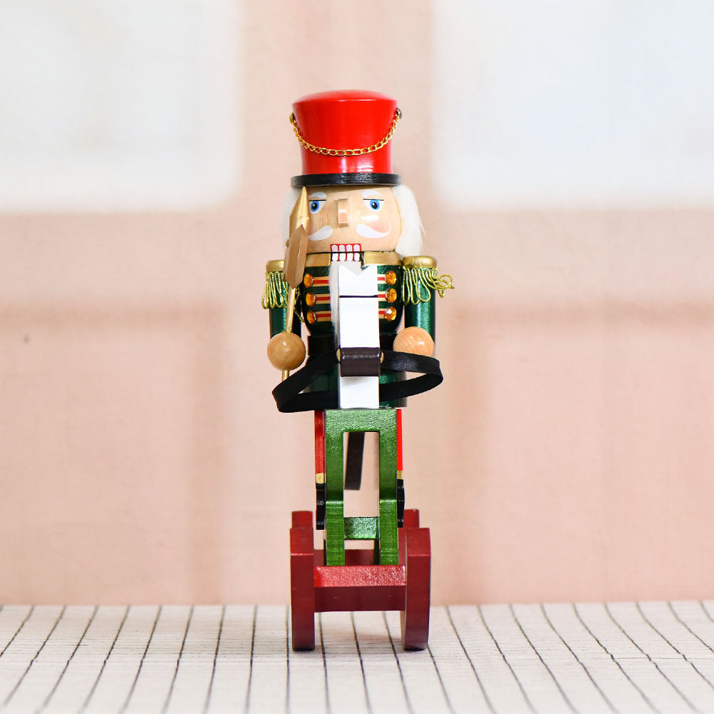 30cm Wooden Nutcracker Soldier Rocking Horse Christmas Decoration