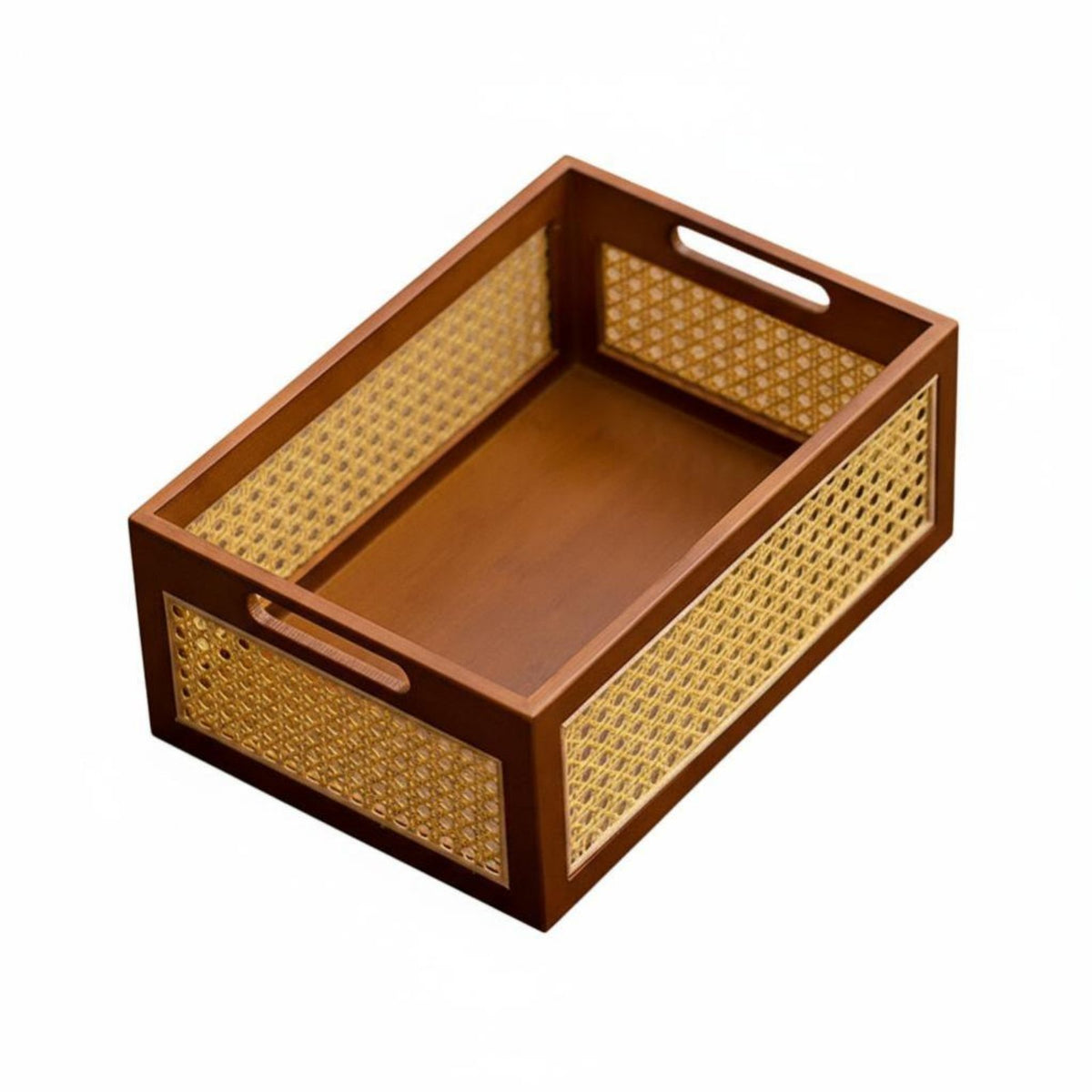 Woven Rectangular Bin Handwoven Organizer Basket Space Saving for Office Workers