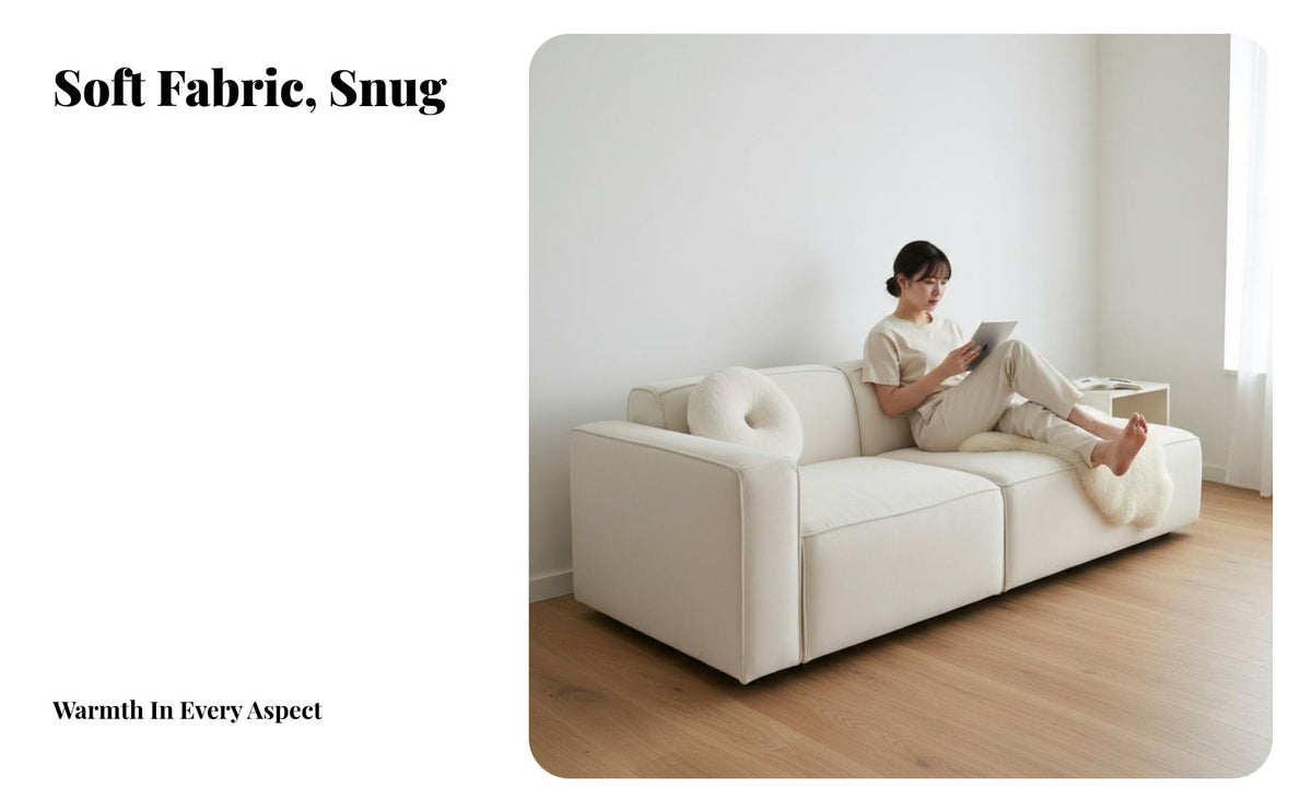 Nordic aesthetic Frameless Block Sofa Minimalist Design 2-Piece sectional Chaise space-efficient Living Room Furniture Lowsilhouette for Apartment Dwellers, Young Adults, Homeowners, Small Space, Studio Flat, Lounge Area, Large Bedroom