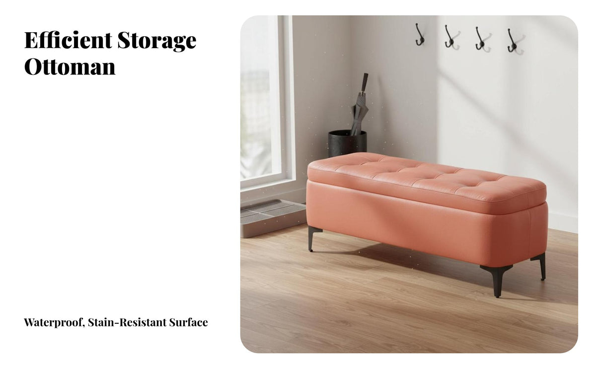 Modern Simple Design Bed End Storage Bench Solid Wood Frame End of Bed Bench Easy to Clean Upholstered Storage Ottoman Scratch Resistant for Families, Homeowners, Parents, Bedroom, Living Room, Hallway, Cloakroom