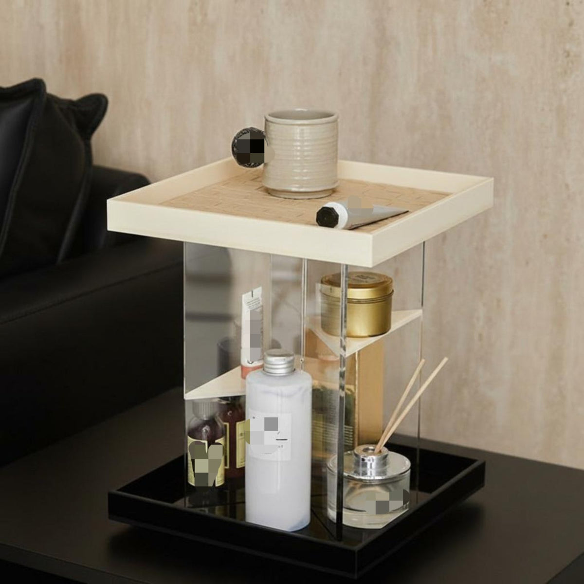 Rotating Makeup Tower Easy to Clean Multi-Compartment cosmetic Station for Bedroom