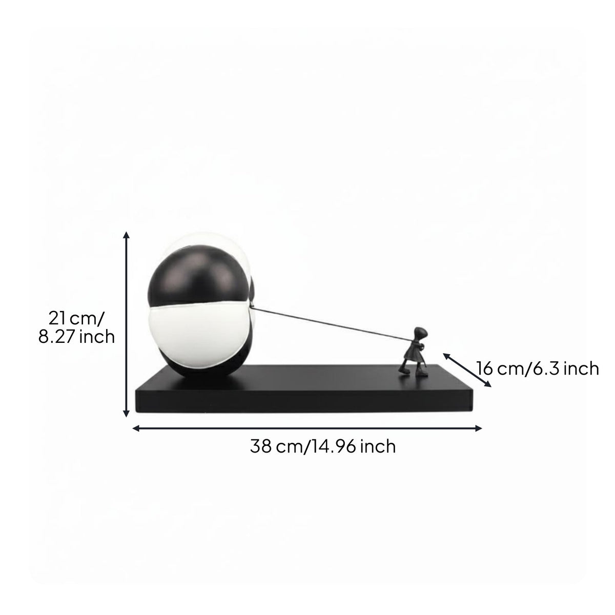 Child Pulling Balloon Statue Whimsical for TV Stand, Model Home