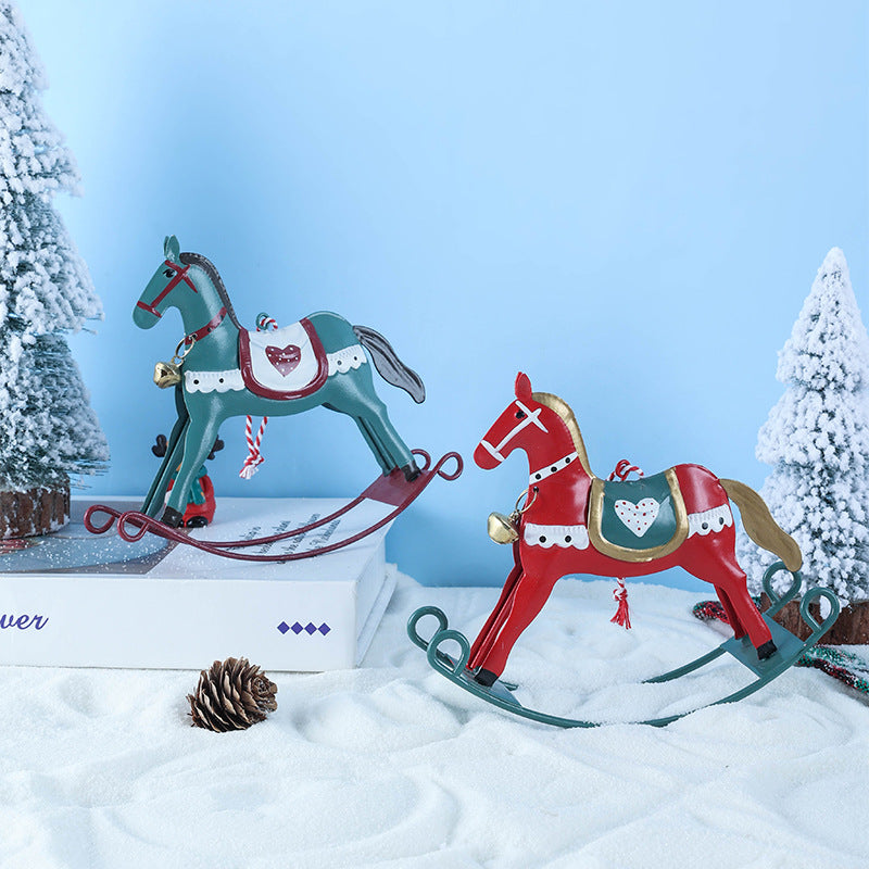 Handmade Iron Christmas Rocking Horse Ornament