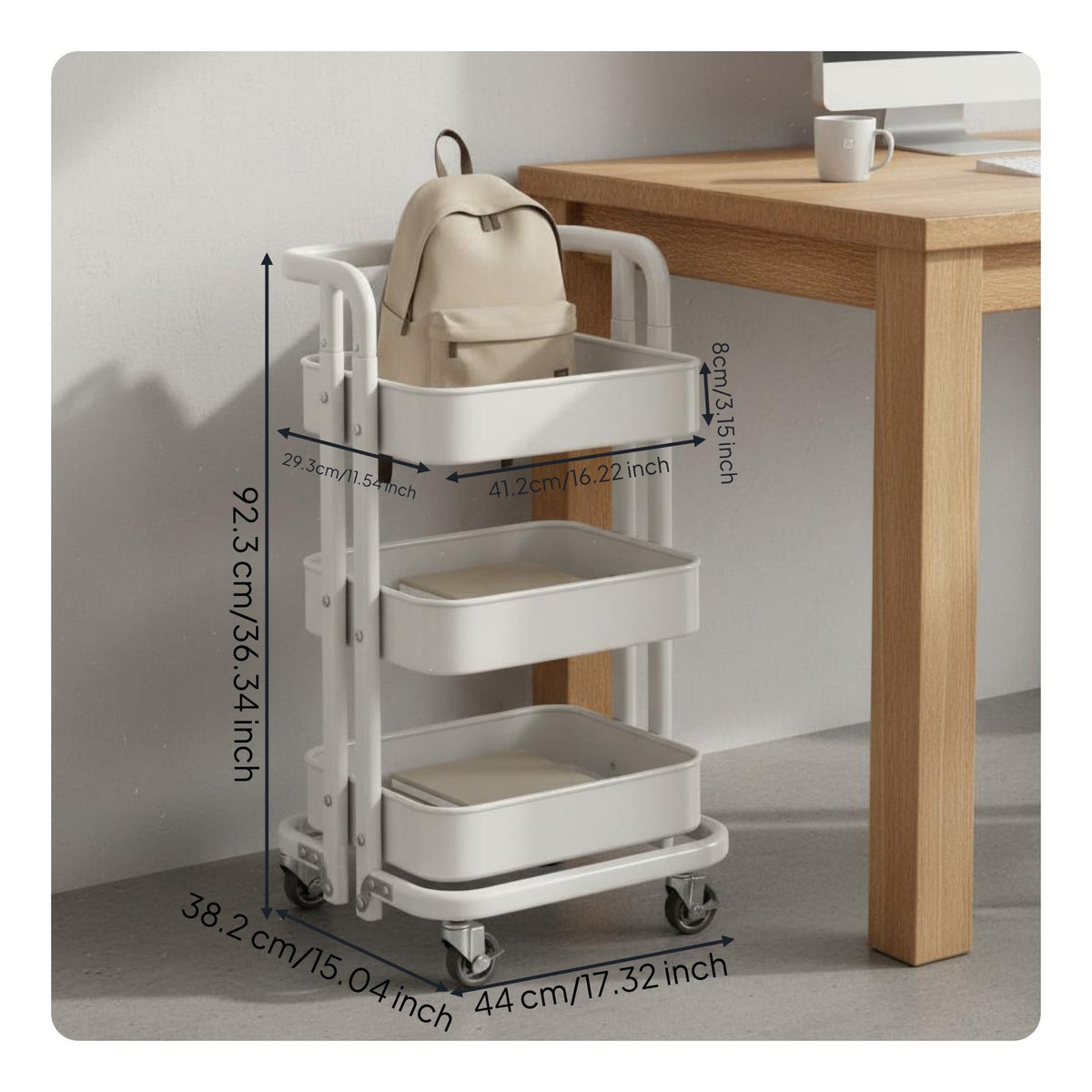 Book Bag Rack Easy to Move Rolling Bag Rack Space Saving for Office Workers