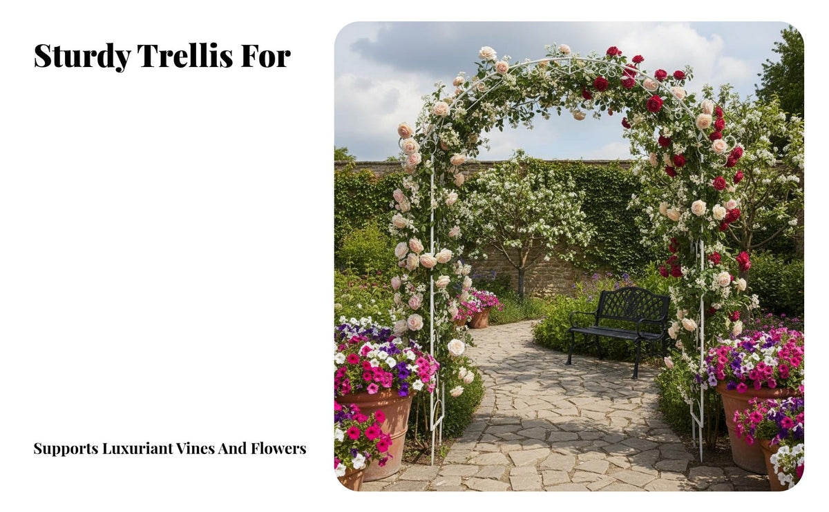 Elegant Design Metal Garden Archway Weather Resistant Metal Garden Arch Decorative Scrollwork Wedding Arch Frame Weatherproof for Gardeners, Event Planners, Homeowners, Patio, Backyard, Party Decoration, Pathway