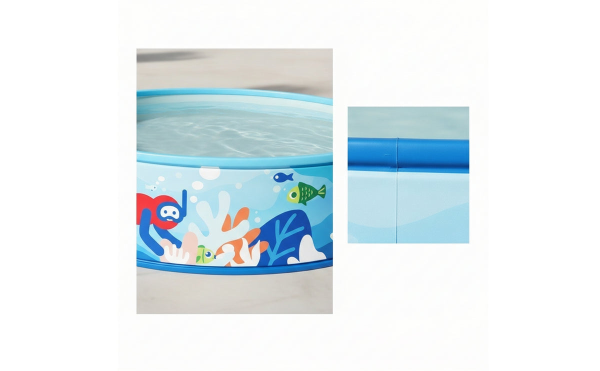 Underwater-Themed Rigid Sidewall Pool Above-Ground Paddling Pool with Ocean Print Round Long-Lasting for Children, Toddlers, Backyard, Summer, Patio