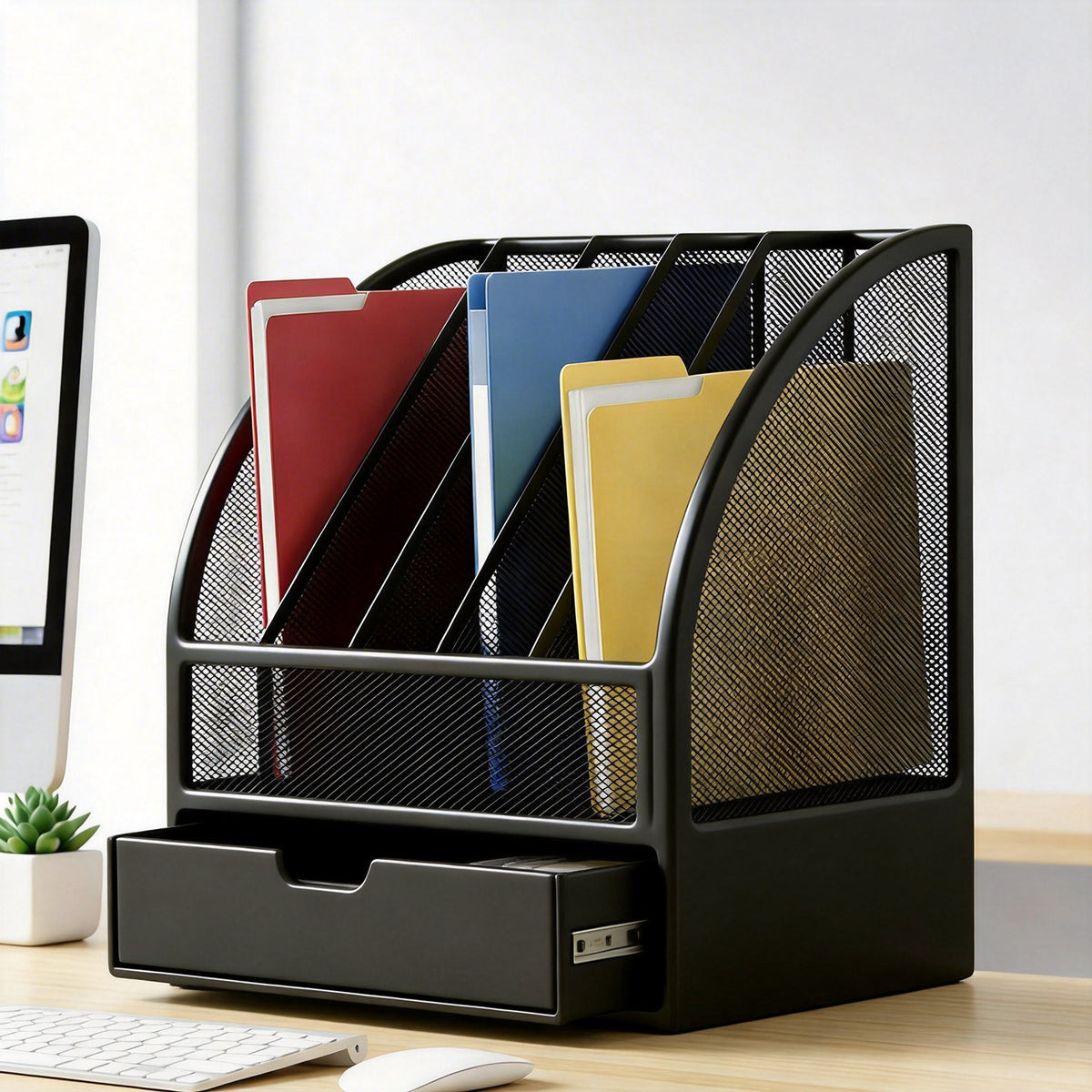 Office Desktop Metal File Organizer Rack for Desk