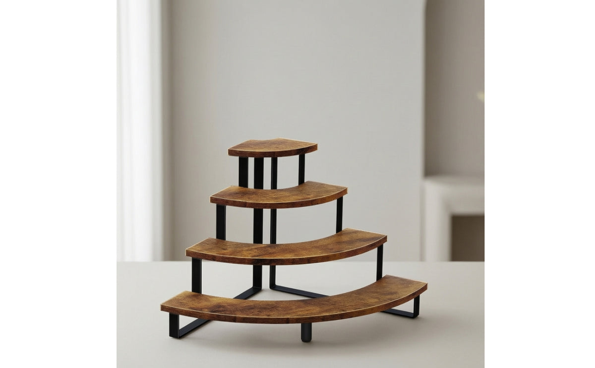4 Tier Desktop corner Display Riser Sturdy Desk Shelf Organizer Modular Tiered Desk Organizer for Vanity