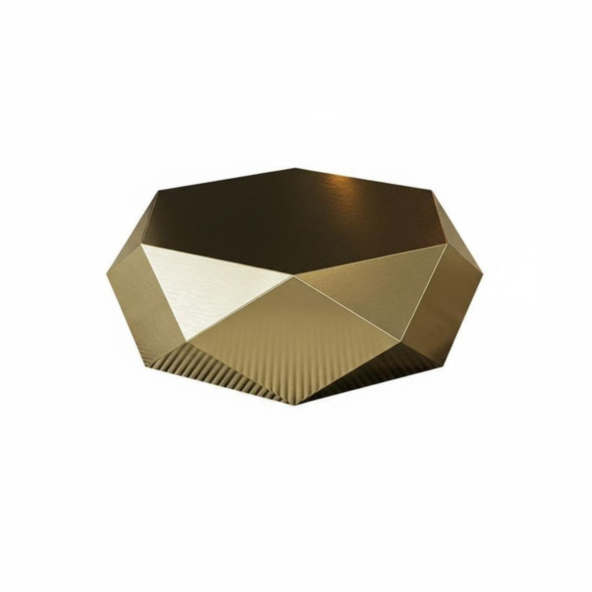 Faceted Base Table Gold Finish Living Room Furniture Minimalist Aesthetic Luxury Design for Homeowners, Business Owners