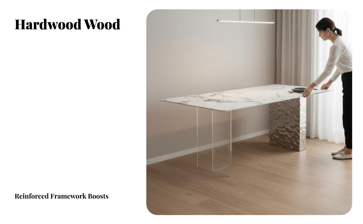 Sintered Stone Top Acrylic Leg Table Italian design Household Furniture Light Luxury Rectangular Shape for Small Apartment Dwellers, Homeowners, Interior Designers, Dining Room, Kitchen, Home