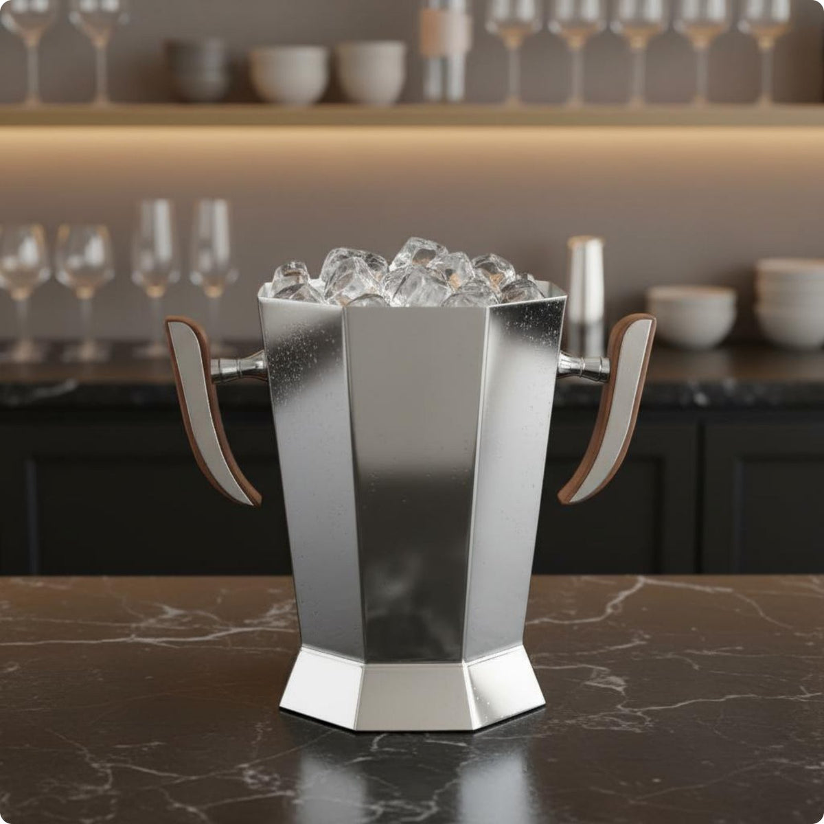 Stainless Steel Ice Vessel Retro Design Champagne Cooler Vessel Decorative
