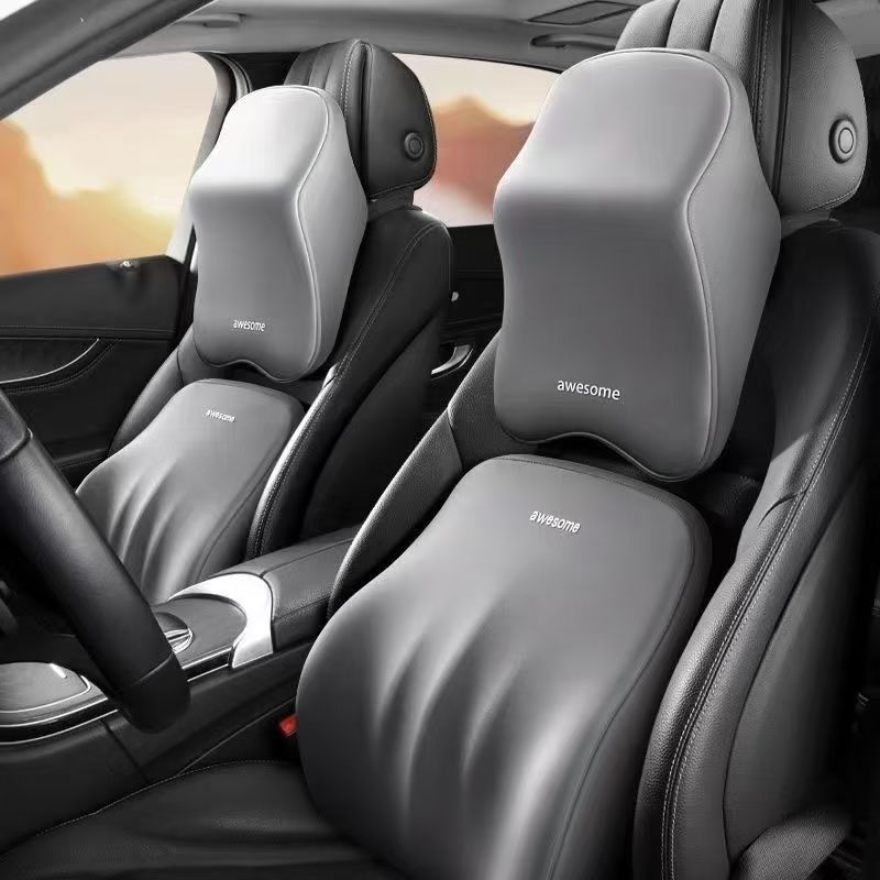 Car Headrest and Lumbar Support Pillow with Memory Foam