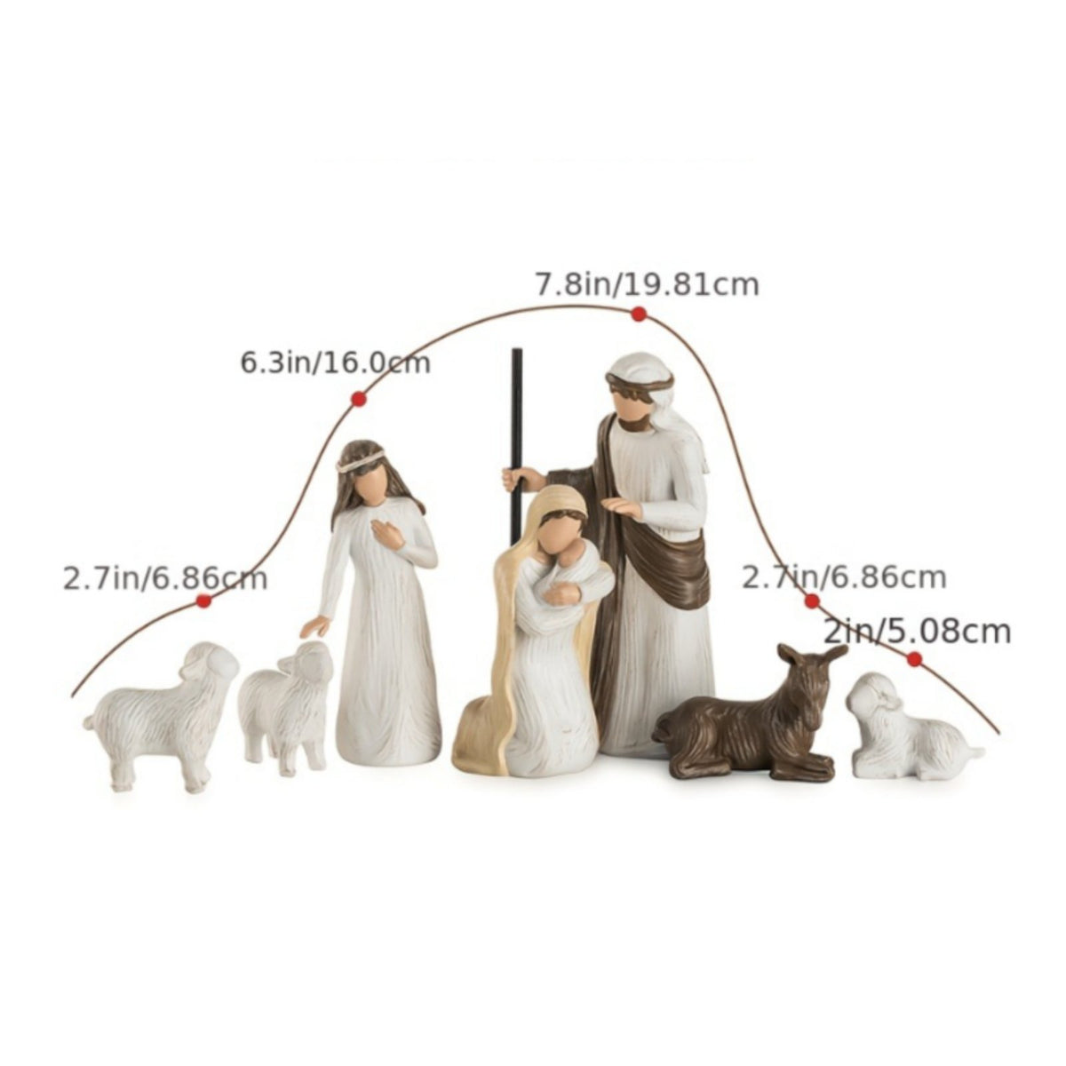 7 Pieces 7 Piece Nativity Set Tabletop Display Holy Family Figurines for Mantel
