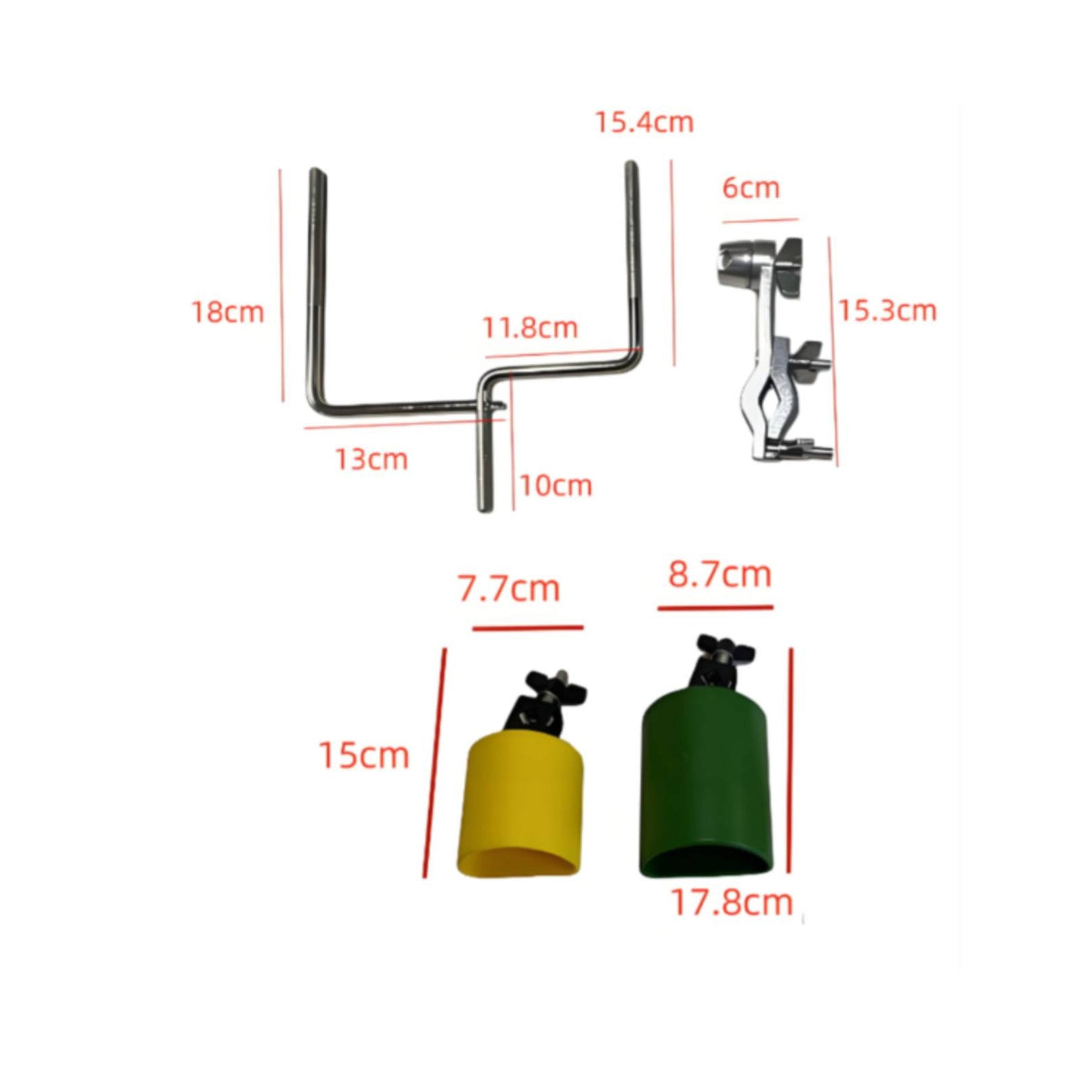 Dual Percussion Mounting Bracket Adjustable Cowbell Mount with Clamp Metal Cowbell Mounting Clamp Long-Lasting for Percussionists