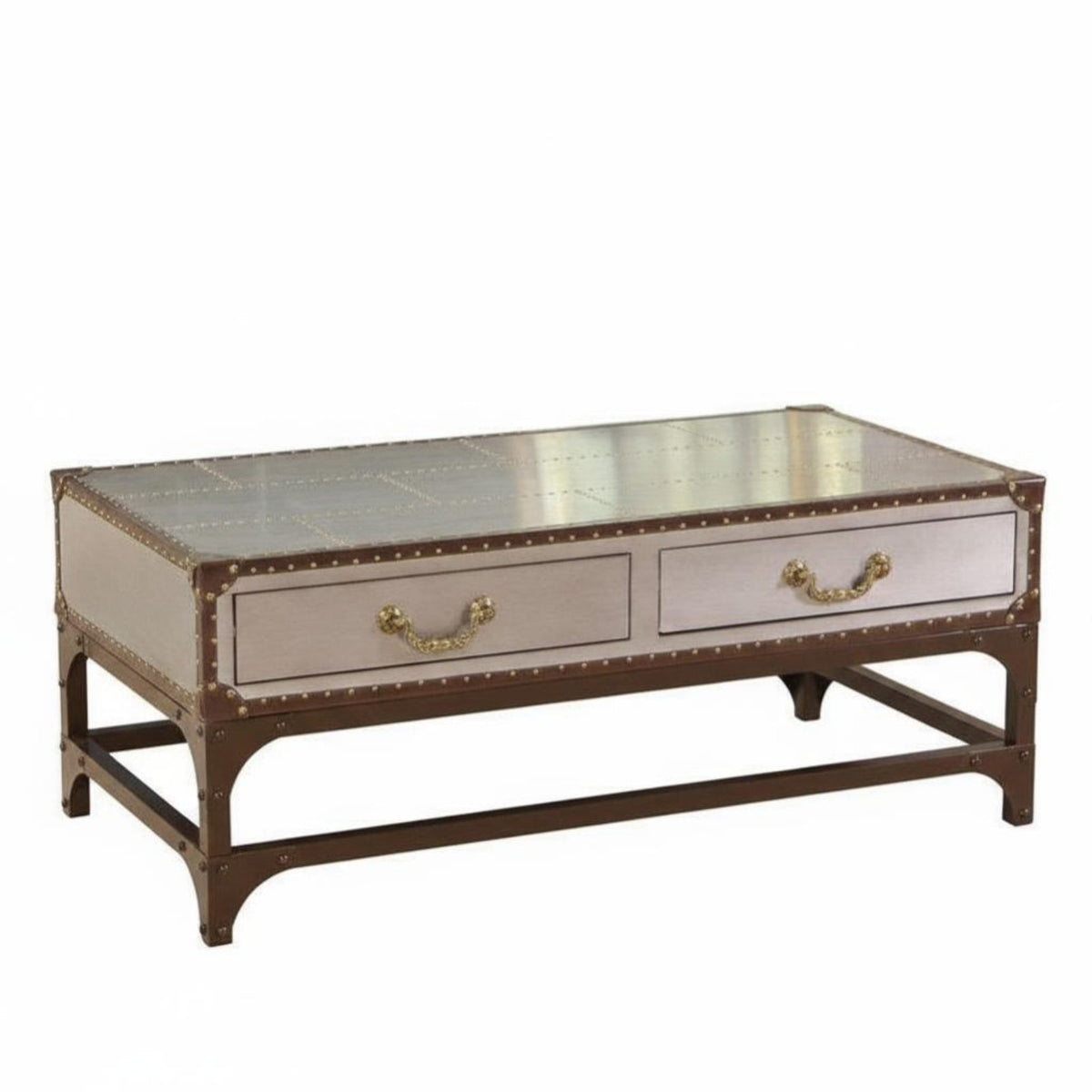 Riveted Aerospace Table Utilitarian Design Riveted Aluminum Furniture Retro Design Artisanal for Interior Designers, Cafe