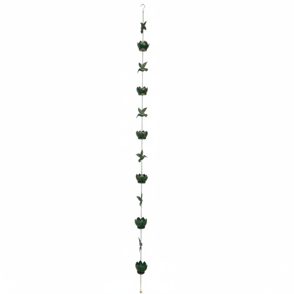 Garden Decor Water Drainage Copper-Colored Hummingbird Rain Chain for Eaves