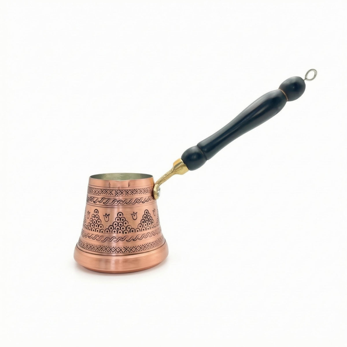Wooden Handle Cezve Handmade Copper Cezve Engraved