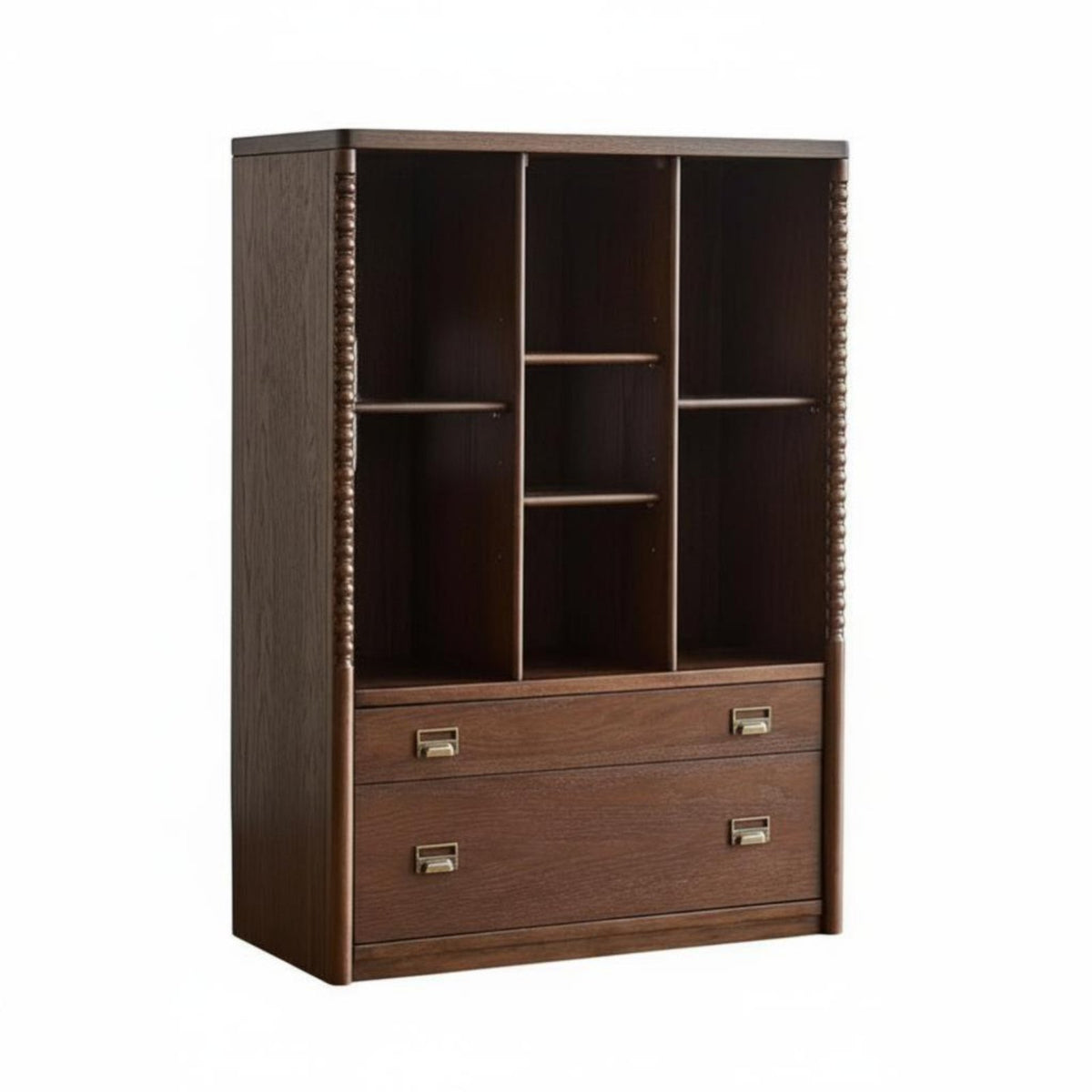 Configurable Shelving System French Vintage Aesthetic Tall Shelving Single Piece with Doors Sturdy Wood Construction Sturdy And