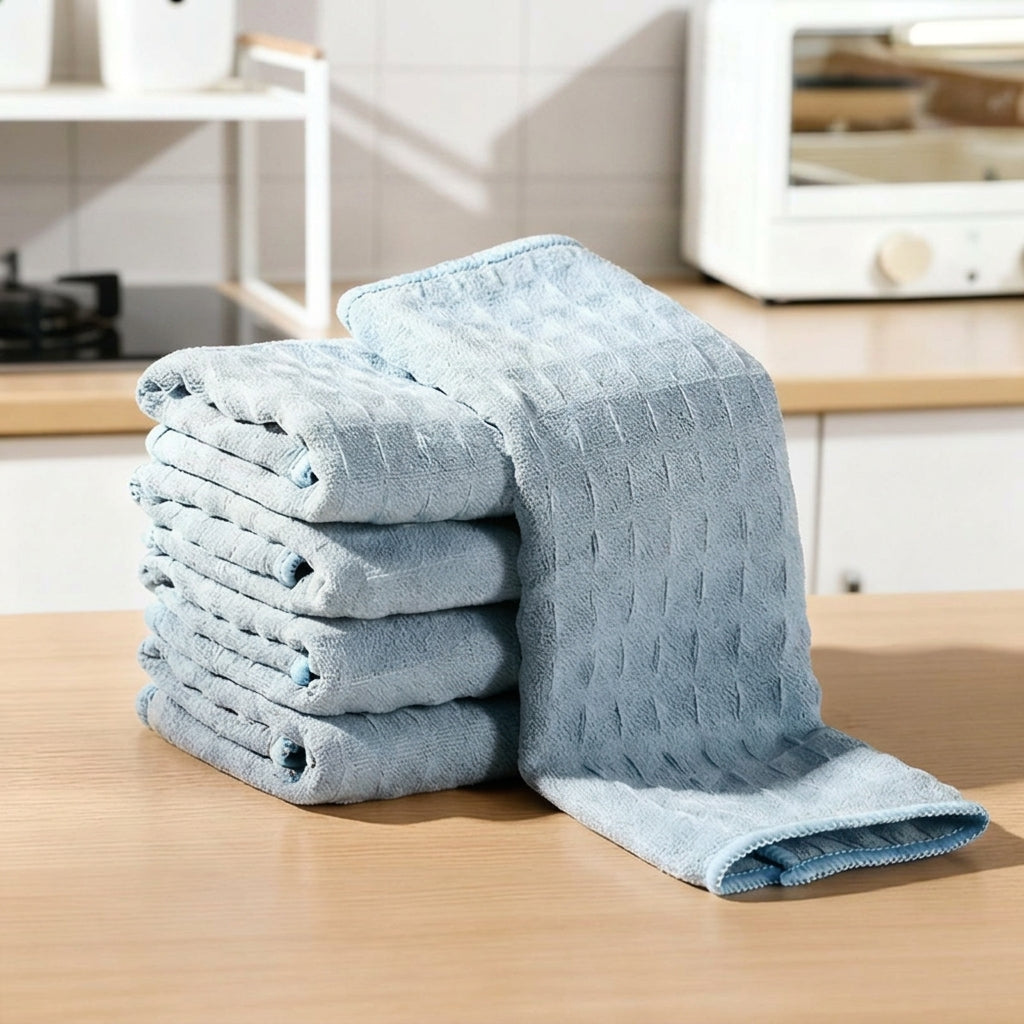 TEXTURED Honeycomb Mesh Microfibre Cloth, 30cm x 30cm Cleaning Cloths for Dishes and Cafe, High Absorbency Grease-Resistant Polyester Pack of 2