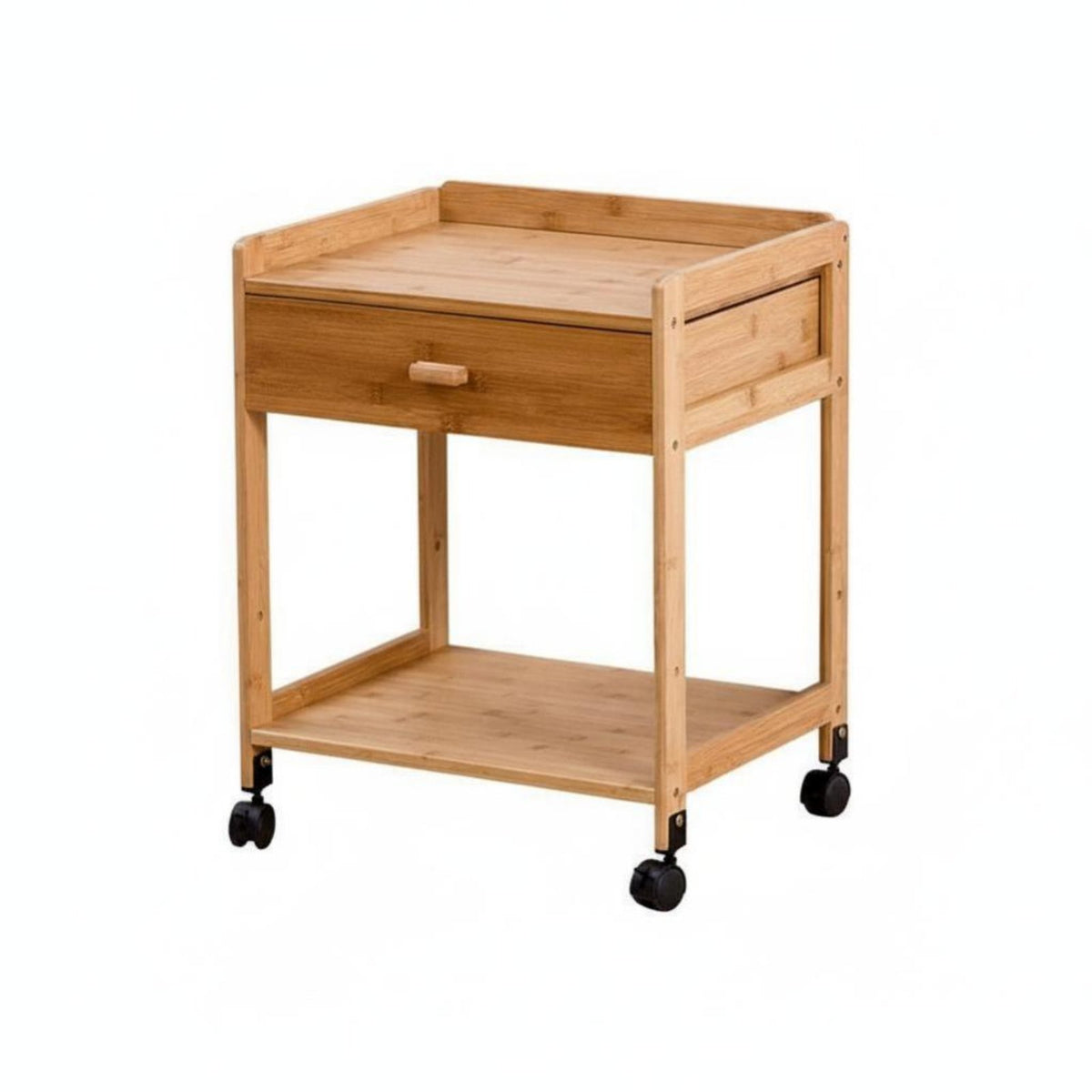 Rolling Nightstand with Drawers Easy to Assemble Bedside Cabinet Multi-Purpose