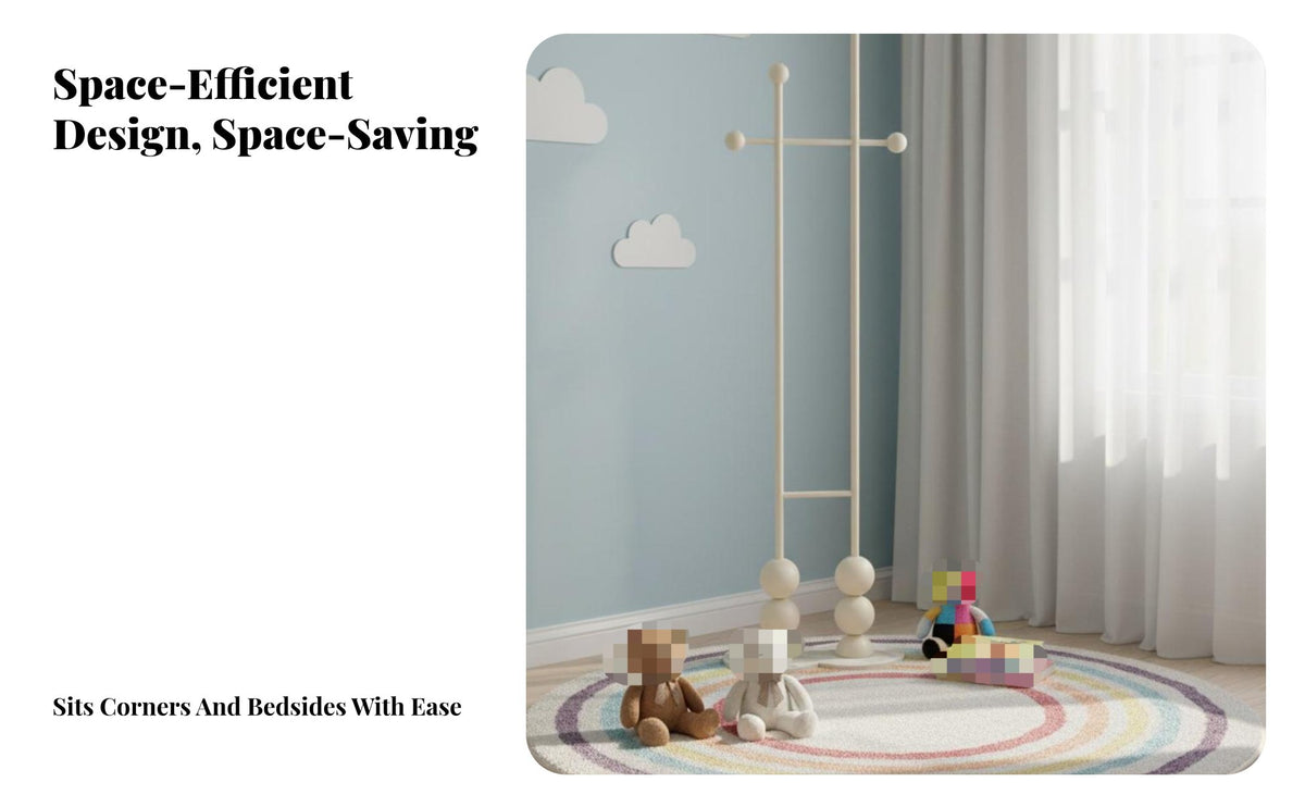 Space-Saving Unattachedstanding Coat Tree Colorful Design children's Beaded Clothes Stand Playful Garment Rack Multiple Hooks for Toddlers, Parents, Educators, Bedroom, Living Room, Playroom, Entryway