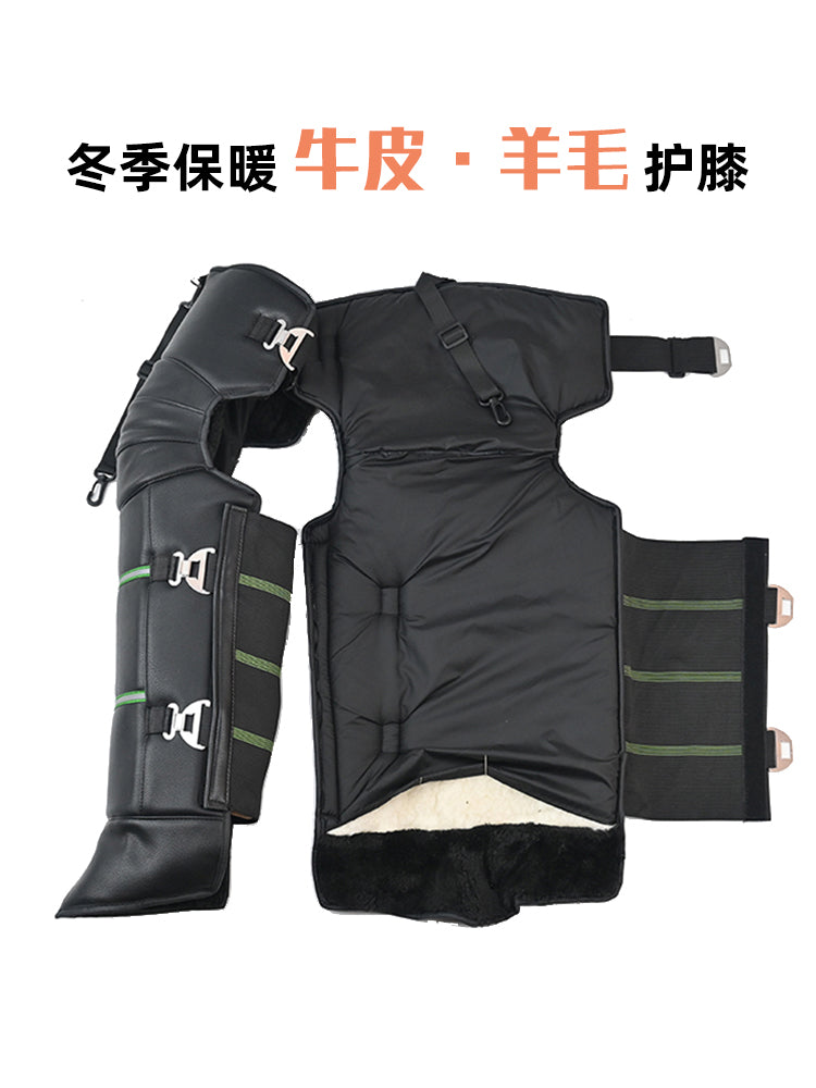电动车护膝男士防风冬季真皮羊毛骑行保暖防寒摩托车电瓶车护腿女