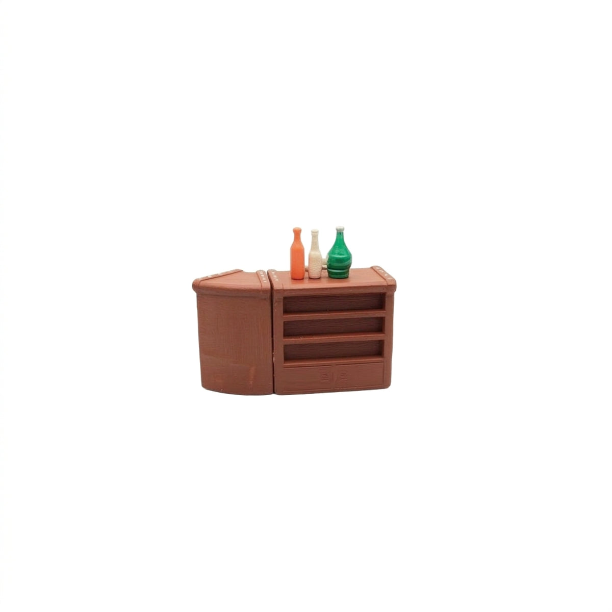 1:64 Scale Miniature Bar Counter Wood-Grain Bar Counter with Bottles Simple Dollhouse Pub Set Detailed for Collectors