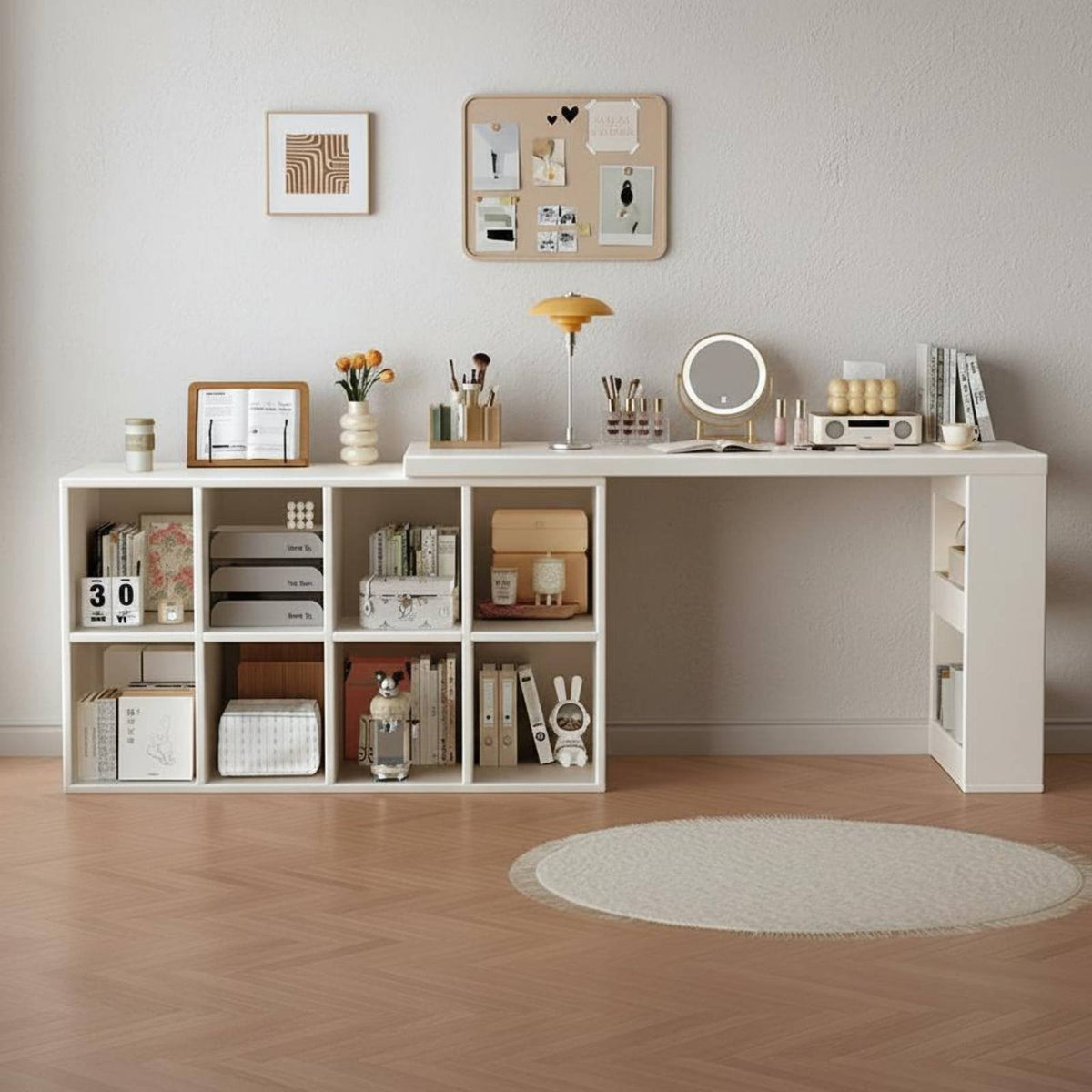 Extendable Computer Desk with Shelves Multifunctional L-Shaped Corner Desk Space-Saving Study Table for Students, Bedroom, Small Areas