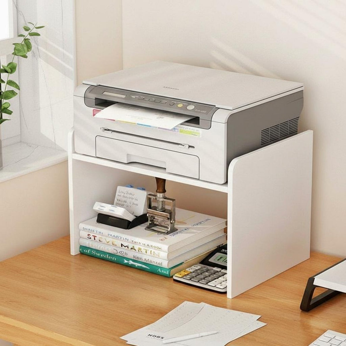 Space Saving 2-Tier Printer Stand Multi-Functional Deskupper tier Easy Assembly Storage Rack robust Duty for Students, Study Room