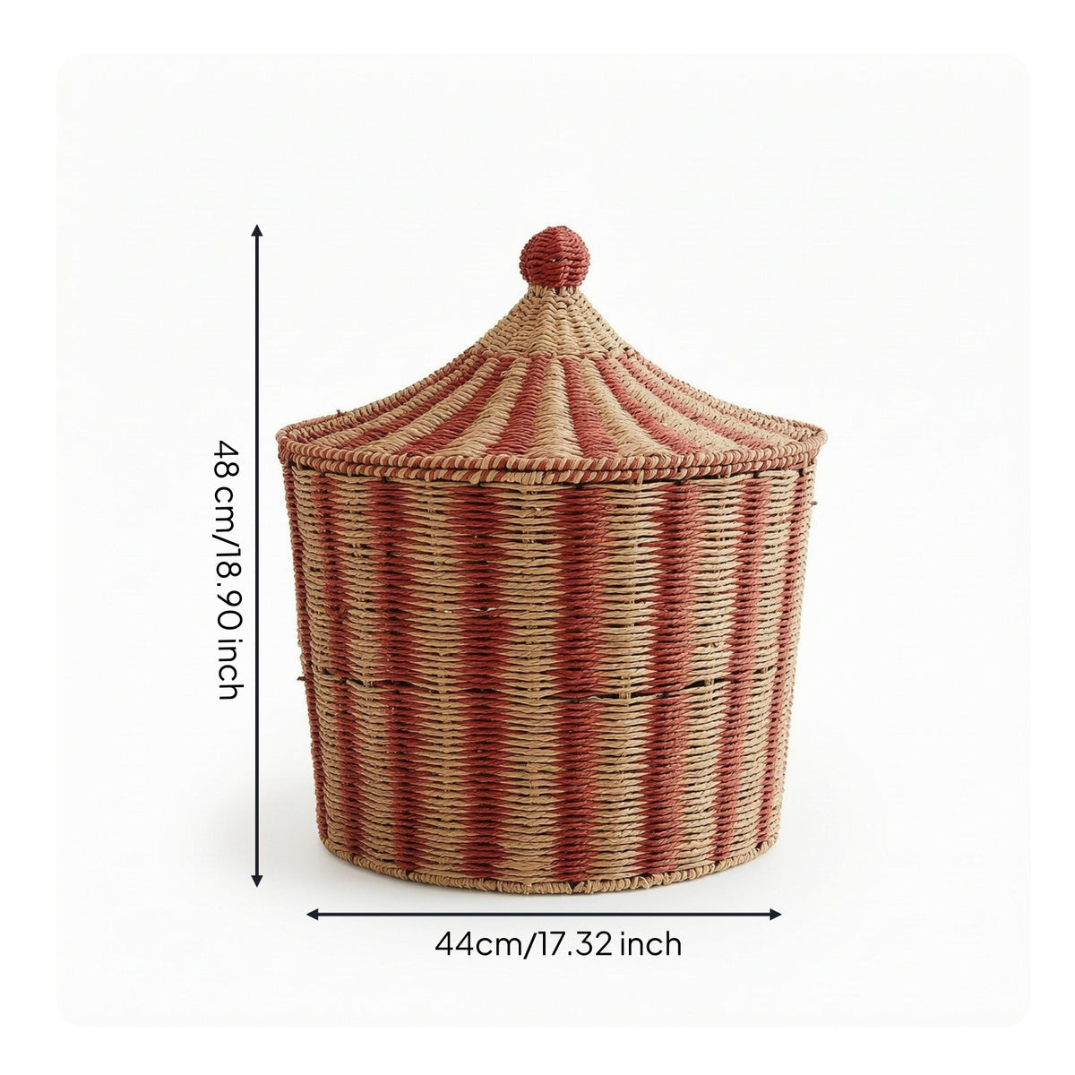 Lidded Storage Basket Decorative Paper Rope Basket Renewable Material