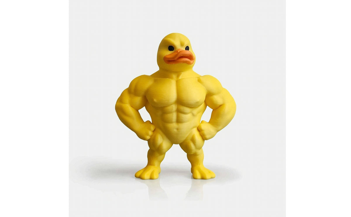 3D Printed Duck Figurine Muscular Duck Decor Figurine Funny Animal Statue Meme for Collectors, Gamers, Office Desk, Shelf, Bedroom