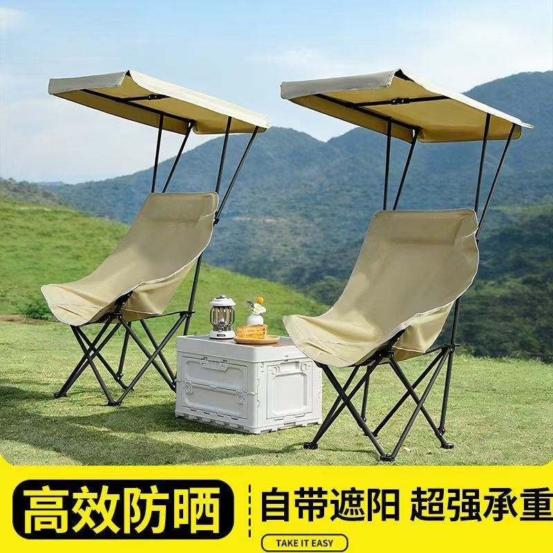 High-Back Moon Chair with Canopy for Outdoor Use